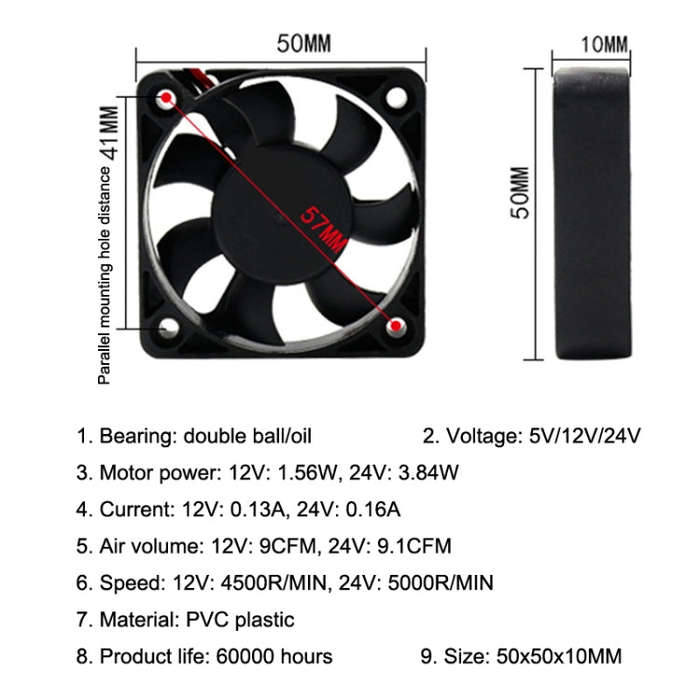 3pcs XIN RUI FENG 5V Oil Bearing 5cm Silent DC Cooling Fan