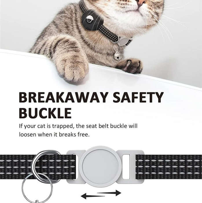 For AirTag Tracker Silicone Case Reflective Pet Cat Collar With Bell(Mint Green)