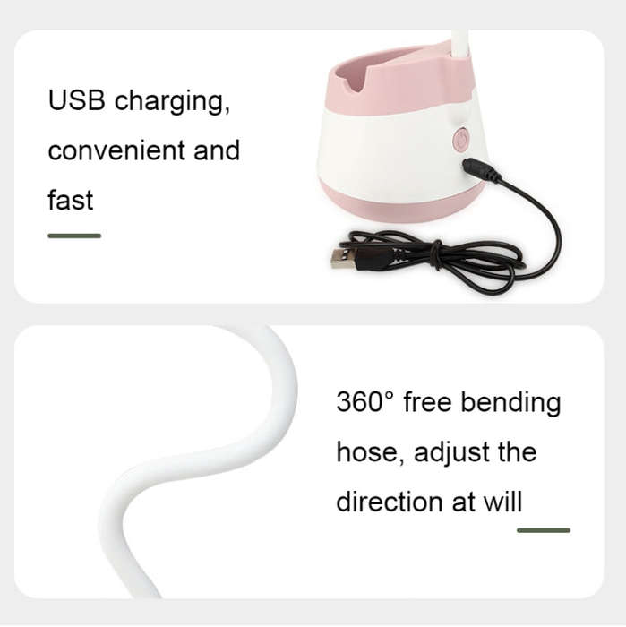 276A USB Charging Desktop Pen Holder Fan with Phone Holder Function Dormitory Portable Fan(Blue)