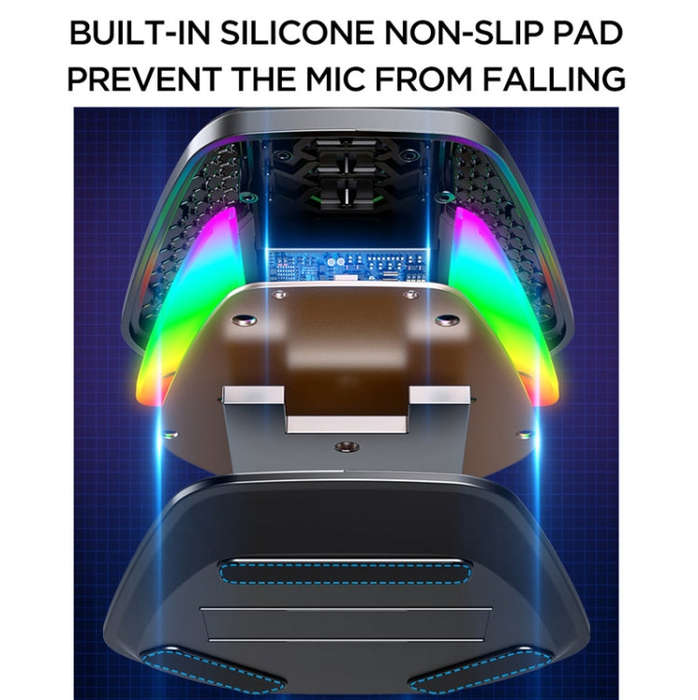 USB Gaming Microphone Built In Sound Card 5 Voice Changing Modes with RGB Lighting