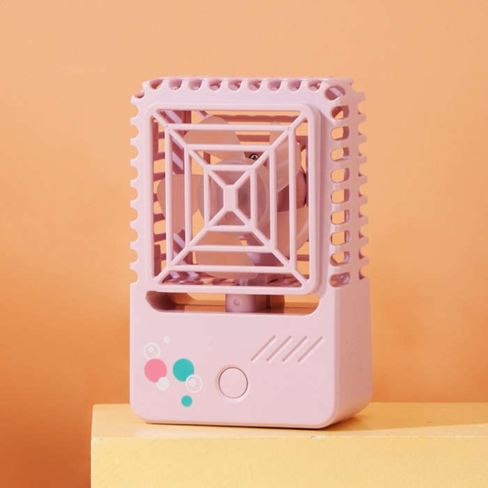 820 Mini Desktop USB Charging Fan Handheld Portable Dormitory Square Small Fan(Coral Pink)
