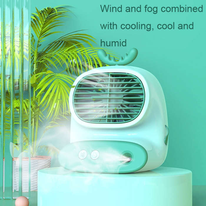 CS1319 Desktop Small Hydrating Spray Cartoon Fan Rechargeable Silent Humidifying Fan(Bunny Pink)