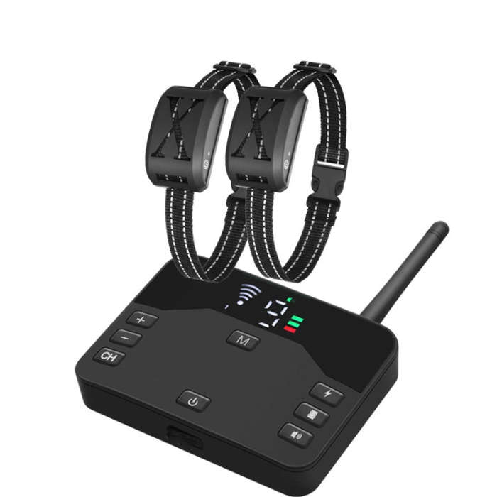 2-In-1 500m Electric Dog Fence & Remote Training Collar Adjustable Vibration & Shock For 2 Dogs(B...