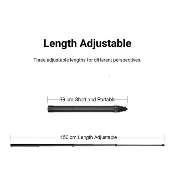 1.5m Carbon Fiber Extended Monopod Invisible Selfie Stick For Insta360  / DJI Action / GoPro / Xi...