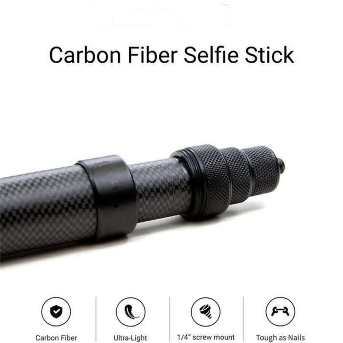 1.5m Carbon Fiber Extended Monopod Invisible Selfie Stick For Insta360  / DJI Action / GoPro / Xi...