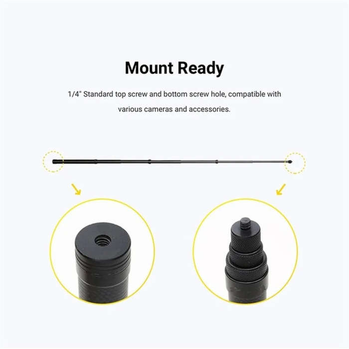 1.5m Carbon Fiber Extended Monopod Invisible Selfie Stick For Insta360  / DJI Action / GoPro / Xi...