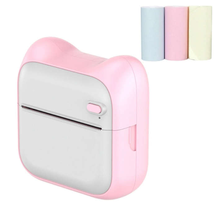 A31 Bluetooth Handheld Portable Self-adhesive Thermal Printer, Color: Pink+3 Rolls Colored Paper