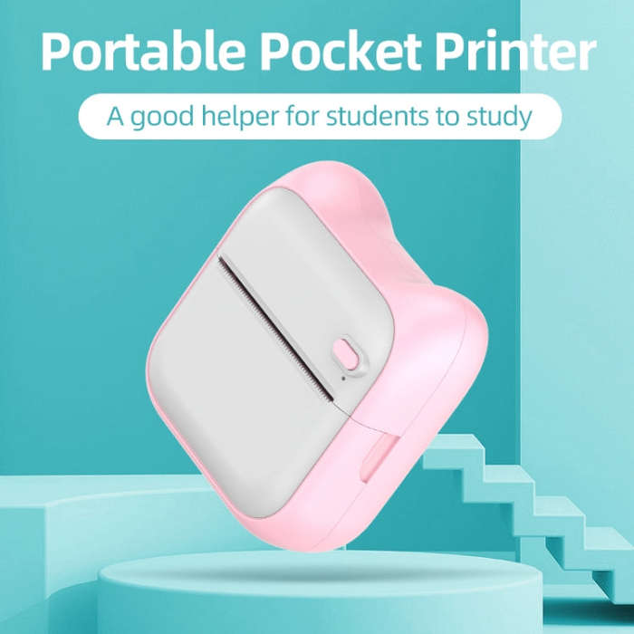 A31 Bluetooth Handheld Portable Self-adhesive Thermal Printer, Color: Pink+3 Rolls Colored Paper