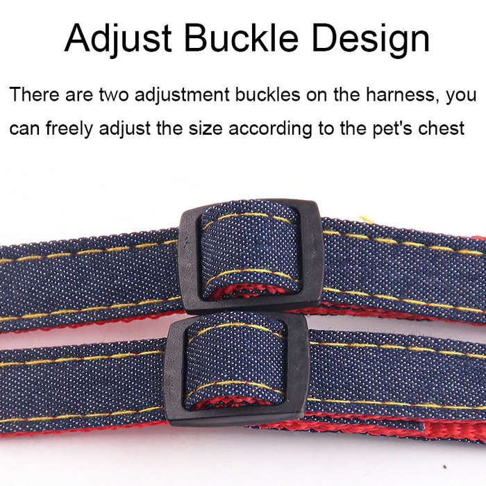 BG-Q1025 Leash+Chest Strap Thickened Strong Denim Pet Dog Leash Set, Size: M(Blue)