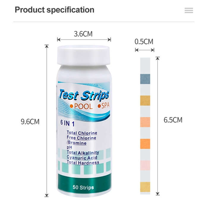 50pcs PH075 6 In 1 Residual Chlorine PH Water Quality Detector PH Test Paper, Package Random Deli...