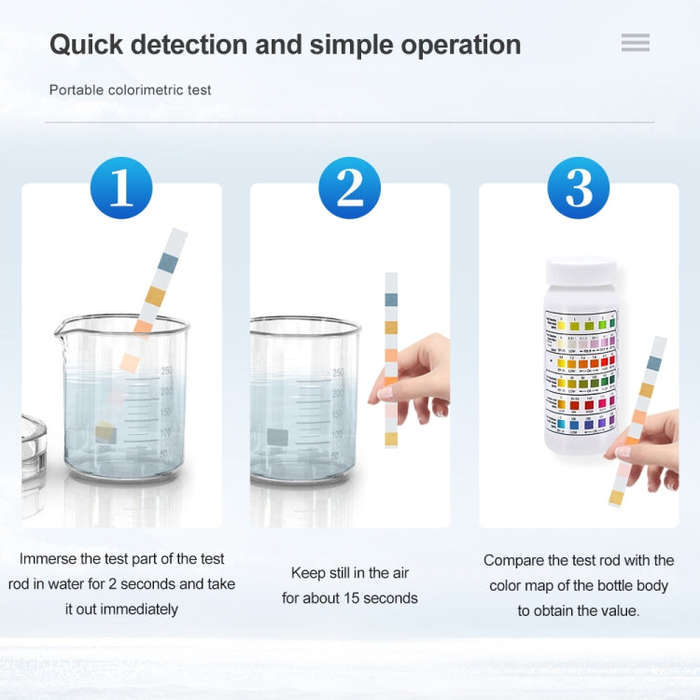 50pcs PH075 6 In 1 Residual Chlorine PH Water Quality Detector PH Test Paper, Package Random Deli...