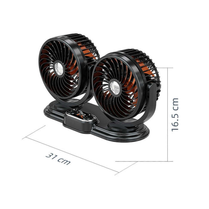 F621 Car Rotatable Turntable Silent Car Double Head Fan, Model: USB