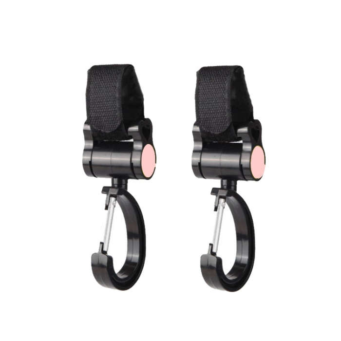2pcs Universal Baby Stroller Hooks Accessories 360 Degree Sticky Hooks(Pink)