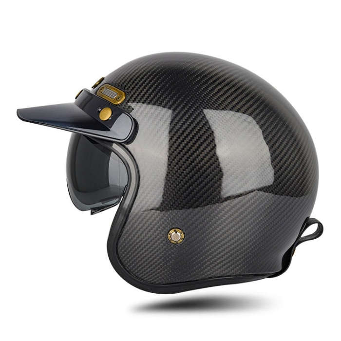 SOMAN Motorcycle Four Seasons Carbon Fiber Half Helmet, Color: Bright Carbon Fiber(XL)