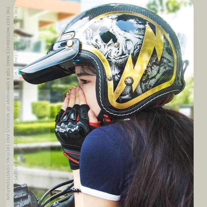 SOMAN Motorcycle Four Seasons Carbon Fiber Half Helmet, Color: FRP Matte Black(L)