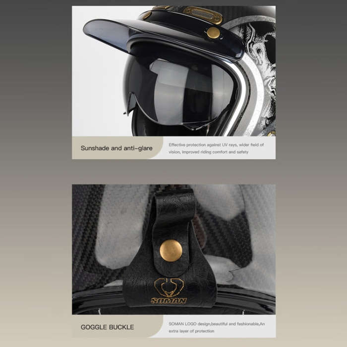 SOMAN Motorcycle Four Seasons Carbon Fiber Half Helmet, Color: FRP Pearl White(M)