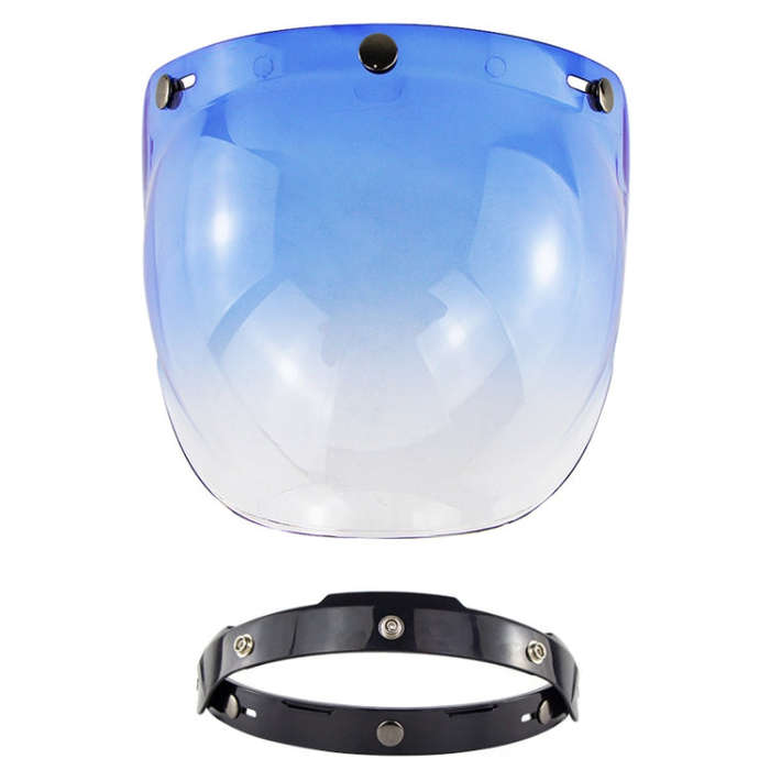 Motorcycle Helmet Three-Button Windproof Lens With Bracket(Gradient Blue)
