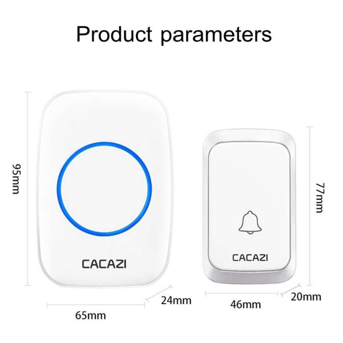 CACAZI A06-DC 1 To 1 Battery Type Smart Home Wireless Waterproof Music Doorbell(Black)