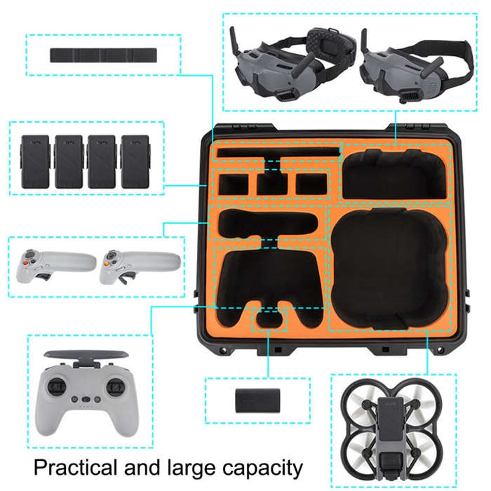 Sunnylife AQX-9 For DJI Avata Flying Glasses Waterproof Large Capacity Protective Carrying Case(B...