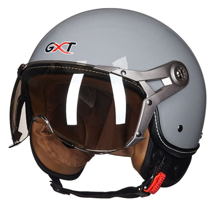 GXT Electric Vehicle Half Cover Helmet Four Seasons Retro Helmet, Size: L(Cement Gray)