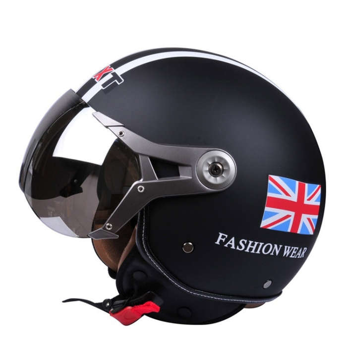 GXT Electric Vehicle Half Cover Helmet Four Seasons Retro Helmet, Size: XL(Matte Black Flower)