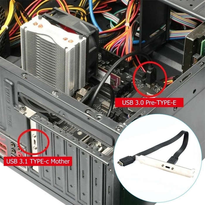 USB 3.1 Type-E To USB-C / Type-C Connector Front Panel Header 0.3m Low Profile Bracket