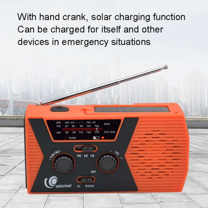 AM/FM/NoAA 2000mAh Emergency Radio Portable Hand Crank Solar Powered Radio(Green)