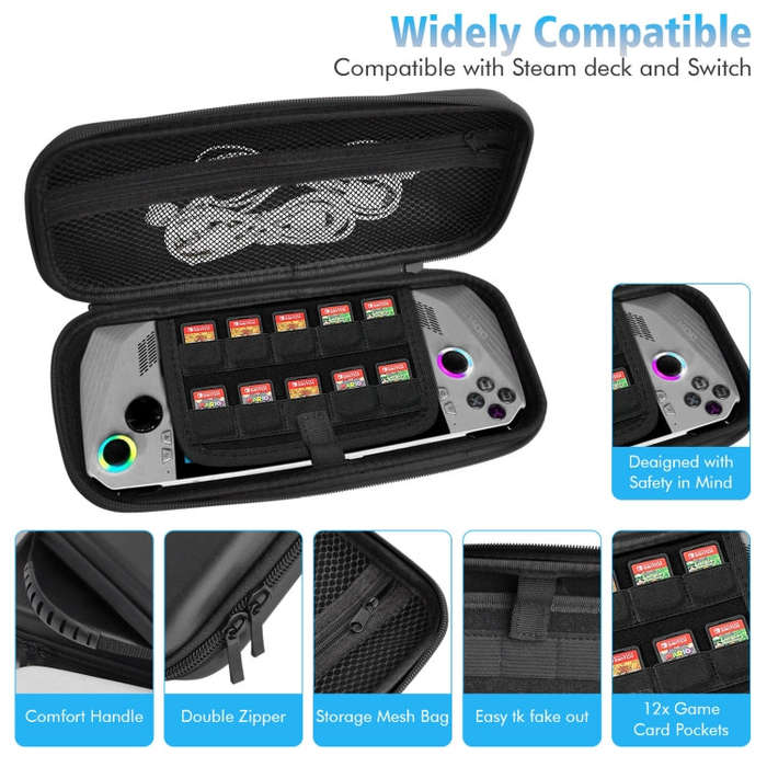 For ASUS ROG Ally Game Console EVA Leather Grain Handbag Clutch Protective Bag(White)