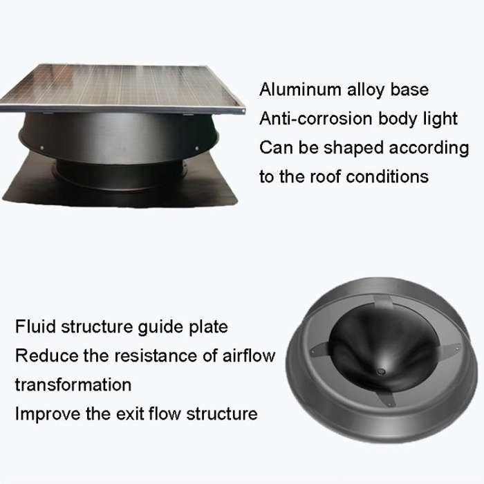 SRVF-320 Solar Roof Exhaust Fan Aluminum Alloy Exhaust Switching Fan Negative Pressure Fan