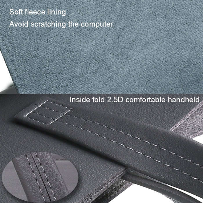 15.4/16 inch Elastic Button Laptop Waterproof PU Handbag(Khaki)