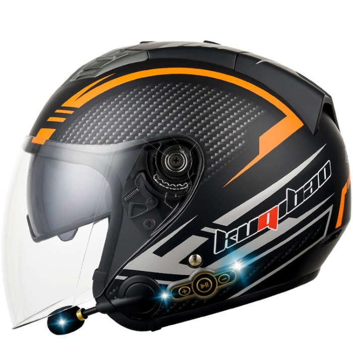 KUQIBAO Motorcycle Smart Bluetooth Sun Protection Double Lens Safety Helmet, Size: XXL(Matte Blac...