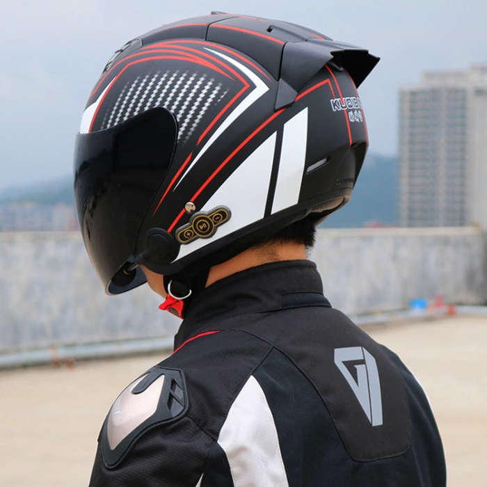 KUQIBAO Motorcycle Smart Bluetooth Sun Protection Double Lens Safety Helmet, Size: XL(White Phant...