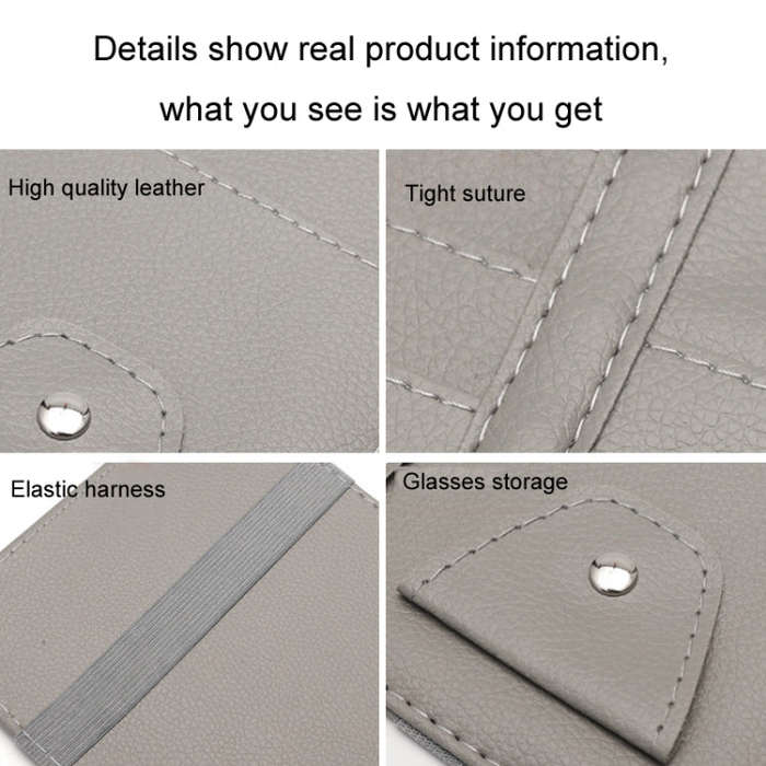 Car Sun Visor Decorative Storage Bill Glasses Holder, Color: Beige With Zipper