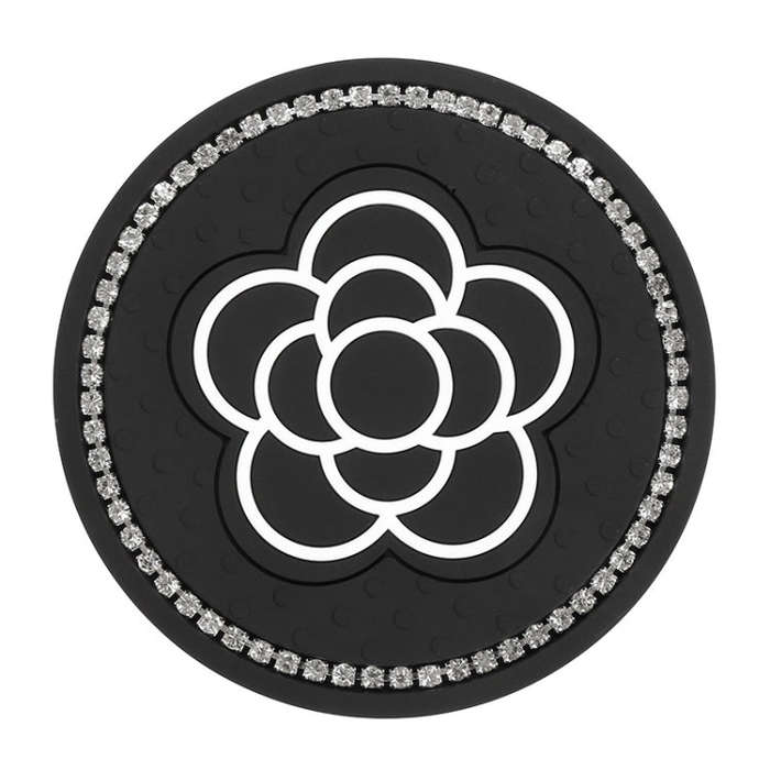 Car Water Cup Anti-skid Mat Door Slot Interior Modification Mat With diamond(Line Camellia)
