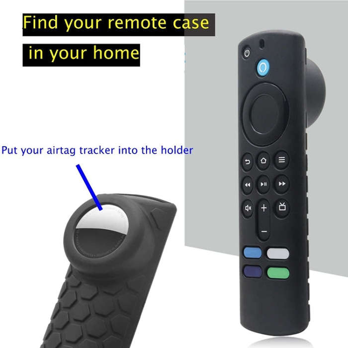 2pcs Remote Control Case For Amazon Fire TV Stick 2021 ALEXA 3rd Gen With Airtag Holder(Purple)