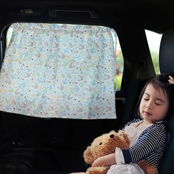 Car Heat Insulation Blackout Cartoon Cotton Sunshade(Long Ears Rabbit)