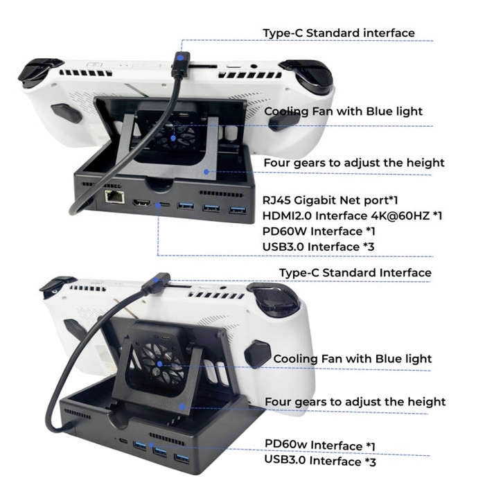 For ASUS ROG ALLY Charging Base Multifunctional Docking Station, Spec: 6 -in-1 Version