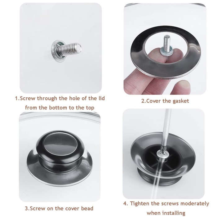 Stainless Steel Lid Handle Plastic Top Bead