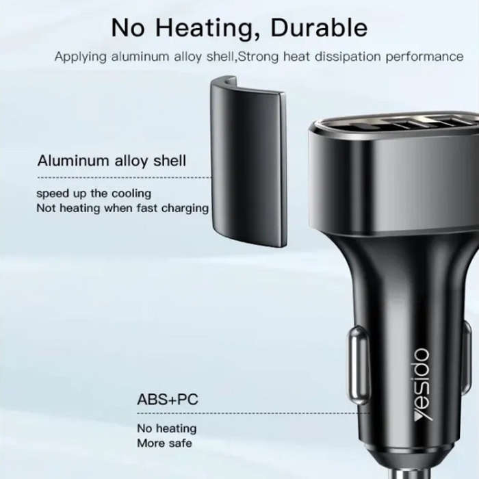 Yesido Y47 49W Double USB+Type-C/USB-C Port Car Fast Charger(Black)