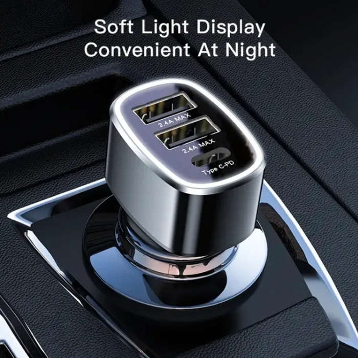Yesido Y47 49W Double USB+Type-C/USB-C Port Car Fast Charger(Black)