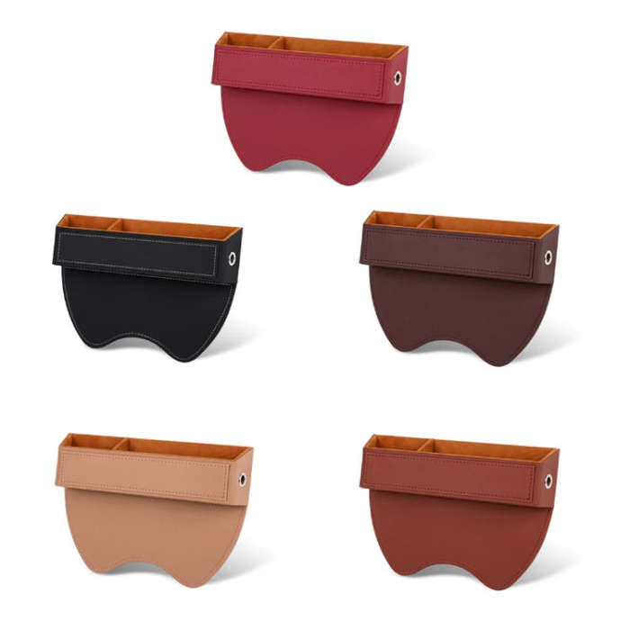 Car Crevice Sundries Storage Box Car Interior Decoration Supplies, Color: Brown White Line Co-pilot