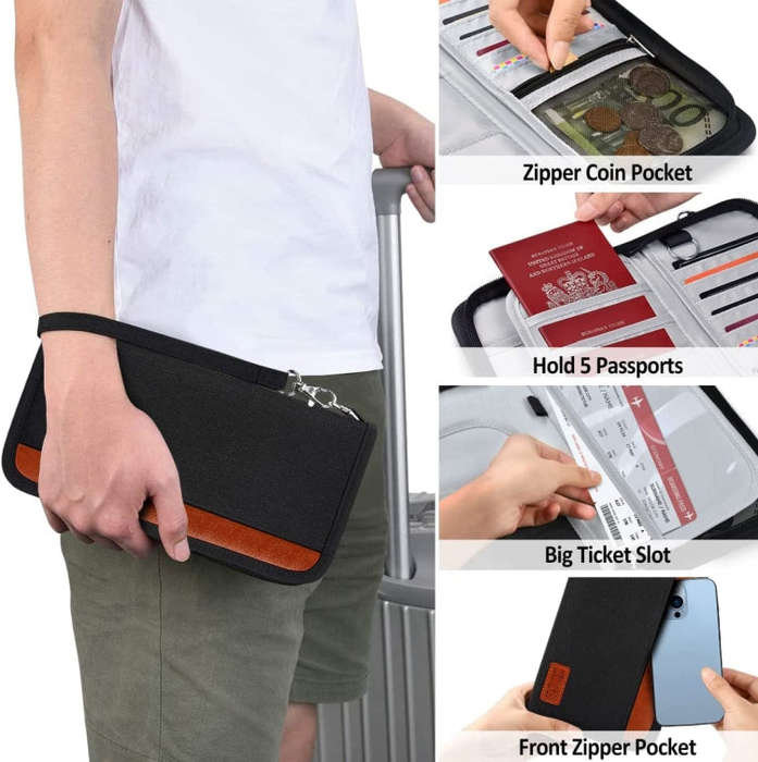 Multifunctional RFID Anti -Theft Passport Package Travel Air Ticket Pocket Card Large Capacity Do...
