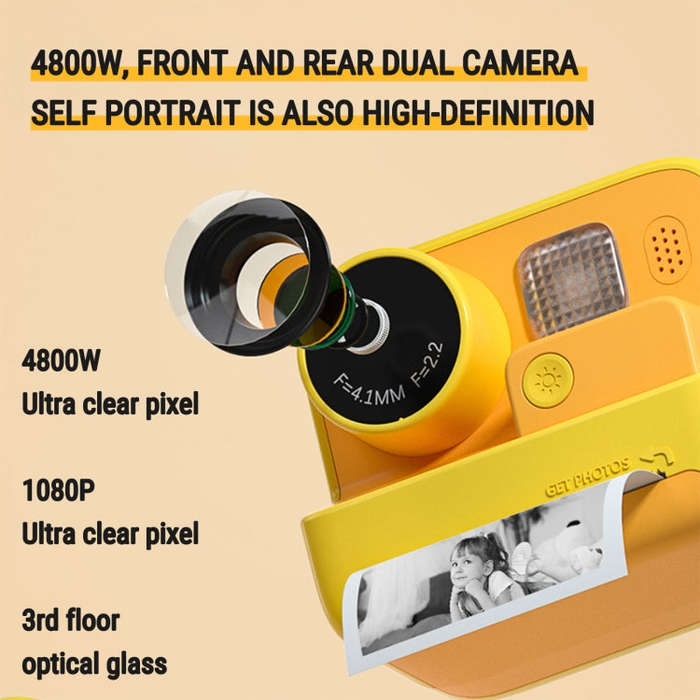 Children Instant Print Camera 4800W Pixel 2-Inch Screen Dual Lens Photography Camera(Without Memo...