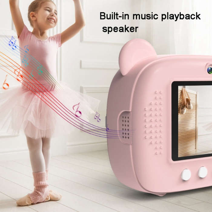 Children Instant Print Camera 1080P 2.4-Inch IPS Screen Dual Lens Photography Camera(Pink)