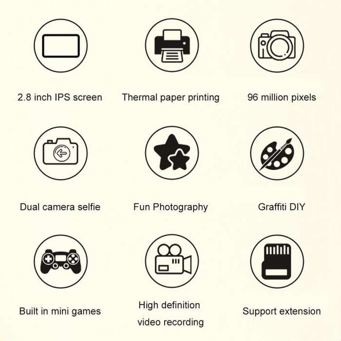 1080P Instant Print Camera 2.8-inch IPS Screen Front and Rear Dual Lens Kids Camera, Spec: Yellow...