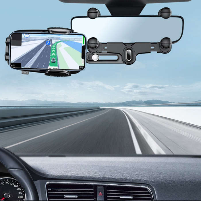 Car Rearview Mirror Navigation Retractable Multifunctional Mobile Phone Holder(Green)