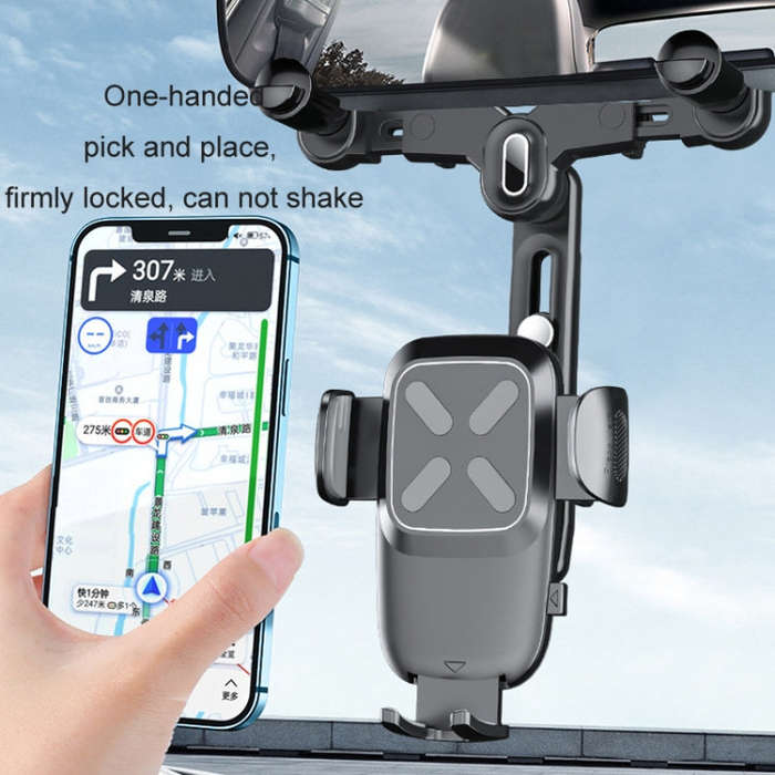 Car Rearview Mirror Navigation Retractable Multifunctional Mobile Phone Holder(Green)