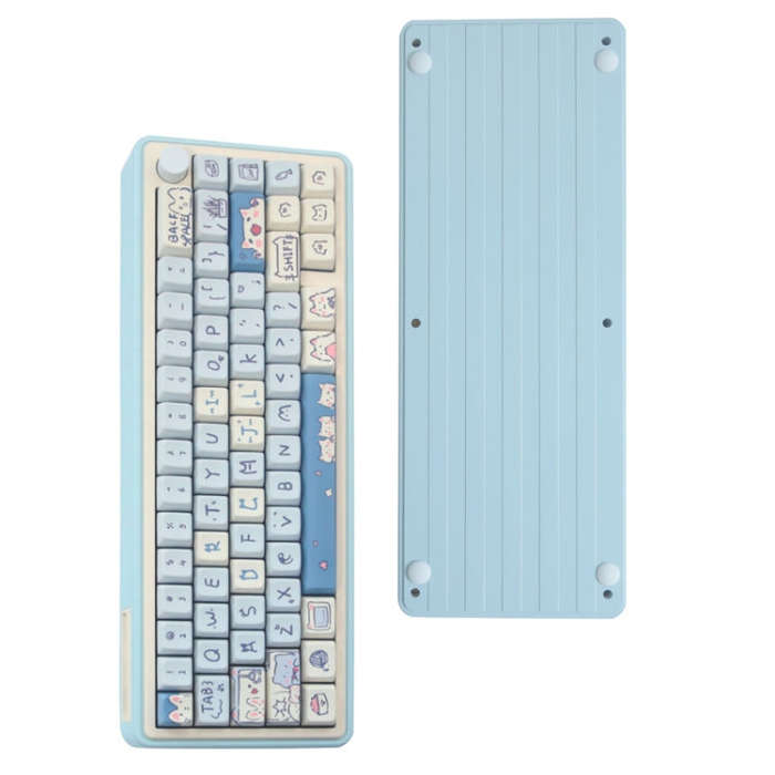 Bluetooth Wireless 3-mode RGB Backlit Gaming Mechanical Keyboard Aluminum Alloy Kit + Keycap(Ligh...