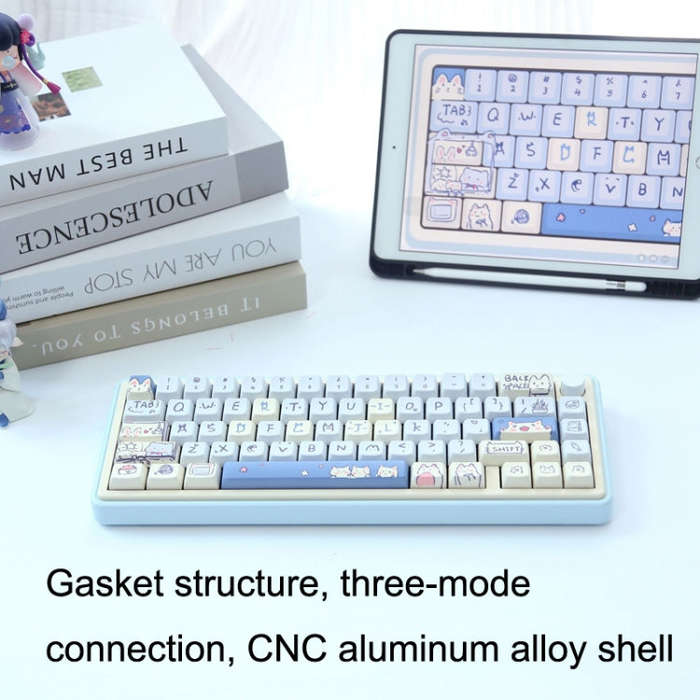 Bluetooth Wireless 3-mode RGB Backlit Gaming Mechanical Keyboard Aluminum Alloy Kit + Keycap(Ligh...