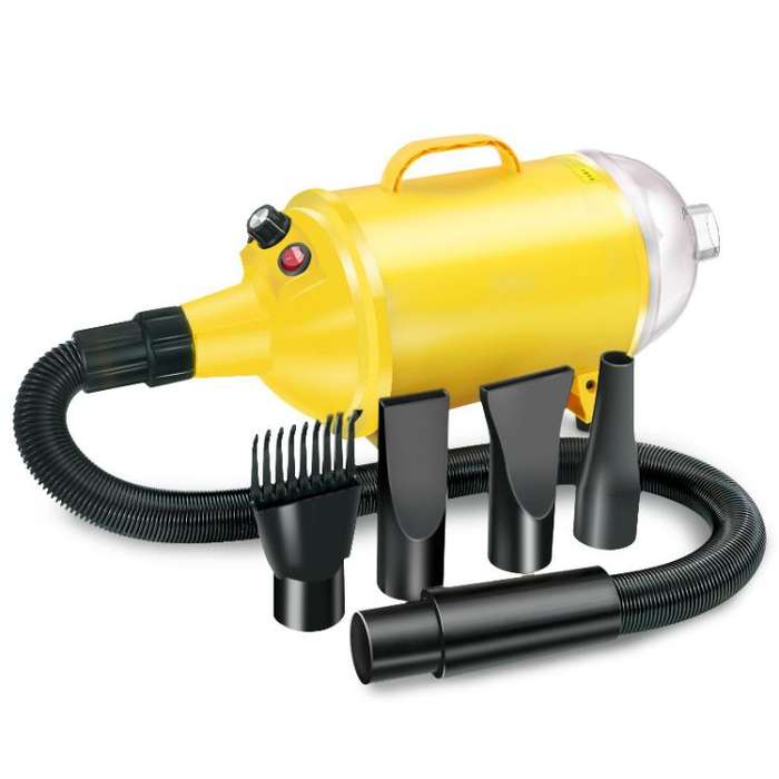 2100W Dog Dryer Stepless Speed Pet Hair Blaster With Vacuum Cleaner 220V EU Plug(Pure Yellow)